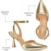 image:imageTrary Heels for Women Slingback Pointed Toe Stiletto Heels Ankle Strap Heeled Sandals Comfortable Womens Pumps 335 Heel Work Party Wedding Dress ShoesGold Pu