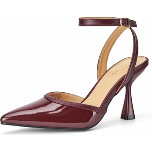 image:imageTrary Heels for Women Slingback Pointed Toe Stiletto Heels Ankle Strap Heeled Sandals Comfortable Womens Pumps 335 Heel Work Party Wedding Dress ShoesPatent Burgundy
