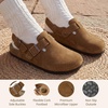 image:imageTrary Keoris Genuine Suede Clogs for Women Potato Shoes with Back StrapBrown