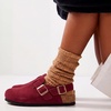 image:imageTrary Keoris Genuine Suede Clogs for Women Potato Shoes with Back StrapBurgundy