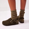 image:imageTrary Keoris Genuine Suede Clogs for Women Potato Shoes with Back StrapCoffee