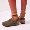 image:imageTrary Keoris Genuine Suede Clogs for Women Potato Shoes with Back StrapKhaki