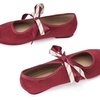 image:imageTrary Sorise Ballet Flats Mary Jane Shoes Women Ballerina Flat with BowBurgundy