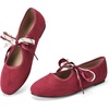 image:imageTrary Sorise Ballet Flats Mary Jane Shoes Women Ballerina Flat with BowBurgundy