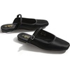 image:imageTrary Women Mary Jane Mule Flats Square Toe Slip On Adjustable Strap ShoesBlack