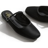 image:imageTrary Women Mary Jane Mule Flats Square Toe Slip On Adjustable Strap ShoesBlack