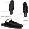 image:imageTrary Women Mary Jane Mule Flats Square Toe Slip On Adjustable Strap ShoesBlack