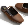 image:imageTrary Women Mary Jane Mule Flats Square Toe Slip On Adjustable Strap ShoesBrown