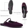 image:imageTrary Women Mary Jane Mule Flats Square Toe Slip On Adjustable Strap ShoesBurgundy