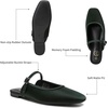 image:imageTrary Women Mary Jane Mule Flats Square Toe Slip On Adjustable Strap ShoesDeep Forest Green