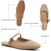 image:imageTrary Women Mary Jane Mule Flats Square Toe Slip On Adjustable Strap ShoesKhaki