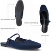 image:imageTrary Women Mary Jane Mule Flats Square Toe Slip On Adjustable Strap ShoesNavy Blue
