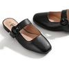 image:imageTrary Women Mary Jane Mule Flats Square Toe Slip On Adjustable Strap ShoesPu Black