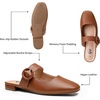 image:imageTrary Women Mary Jane Mule Flats Square Toe Slip On Adjustable Strap ShoesPu Brown