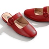 image:imageTrary Women Mary Jane Mule Flats Square Toe Slip On Adjustable Strap ShoesPu Red