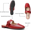 image:imageTrary Women Mary Jane Mule Flats Square Toe Slip On Adjustable Strap ShoesPu Red