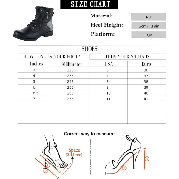 LALA IKAI Women Motorcycle Boots Ankle Combat Boots with Studded Low Block Heels Biker Shoes