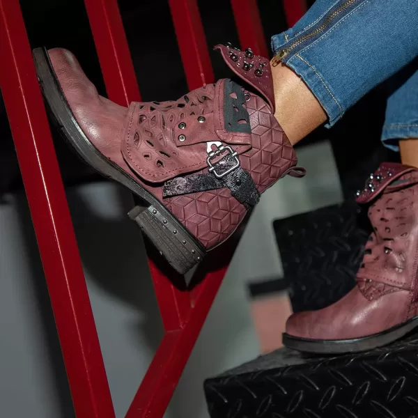 LALA IKAI Women Motorcycle Boots Combat Ankle Combat Boots with Studded Low Block Heels Biker Shoes Black/Gray/Brown