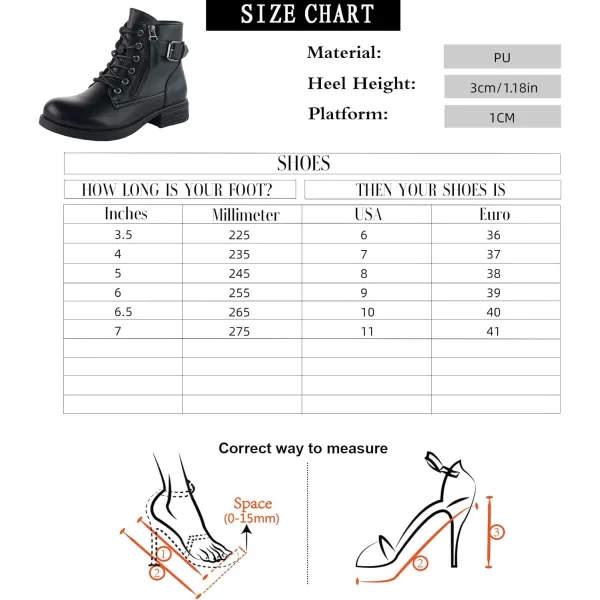 LALA IKAI Women Motorcycle Boots Combat Ankle Combat Boots with Studded Low Block Heels Biker Shoes Black/Gray/Brown