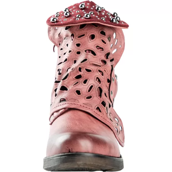 LALA IKAI Women Motorcycle Boots Combat Ankle Combat Boots with Studded Low Block Heels Biker Shoes Black/Gray/Brown