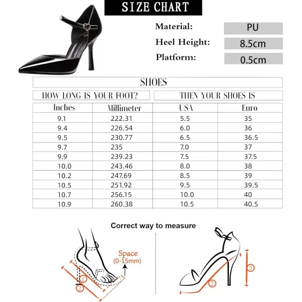 LALA IKAI Women's Ankle Strap Pumps Pointed Toe Stiletto Heels Dressy Sandals Buckle Mary Jane Pumps for Party Shoes