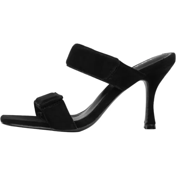 LALA IKAI Women's Square Toe Strap Mules Stiletto Backless Slip on Heels Sandals for Casual
