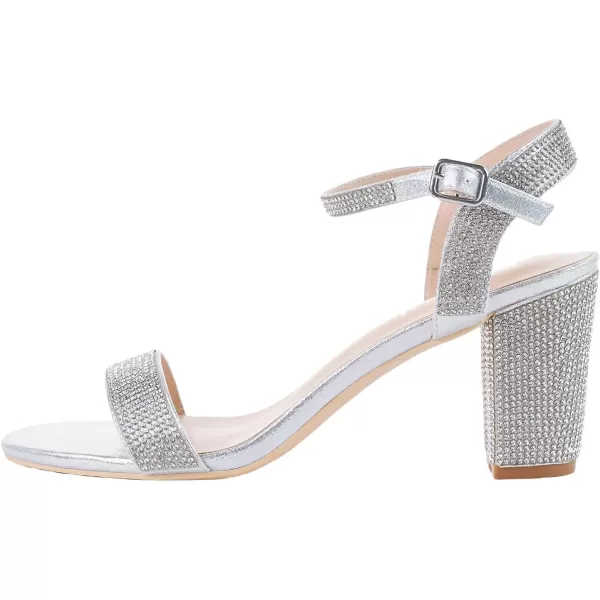 Women's Heels Chunky High Heels Sandals for Women Comfy Open Toe Strappy Rhinestone Heeled White Silver Gold Black Ankle Clear Dress Shoes