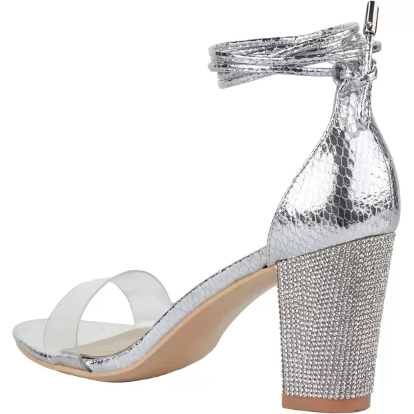 Women's Heels Chunky High Heels Sandals for Women Comfy Open Toe Strappy Rhinestone Heeled White Silver Gold Black Ankle Clear Dress Shoes