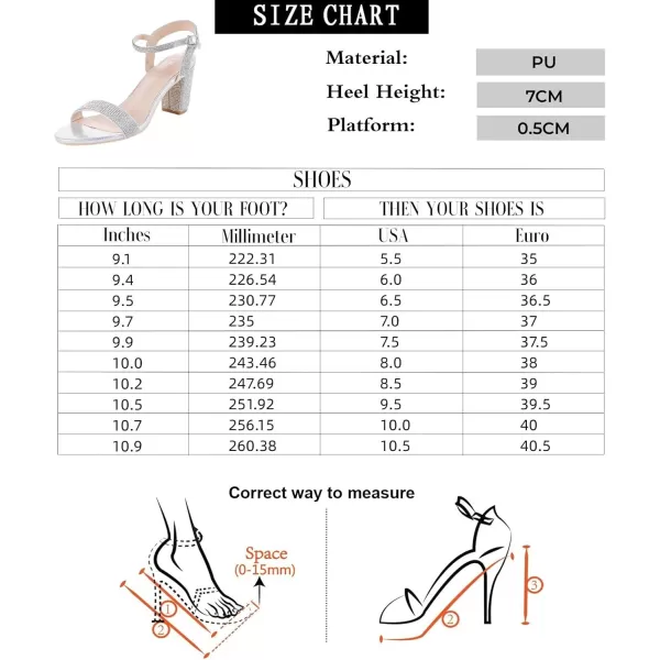 Women's Heels Chunky High Heels Sandals for Women Comfy Open Toe Strappy Rhinestone Heeled White Silver Gold Black Ankle Clear Dress Shoes
