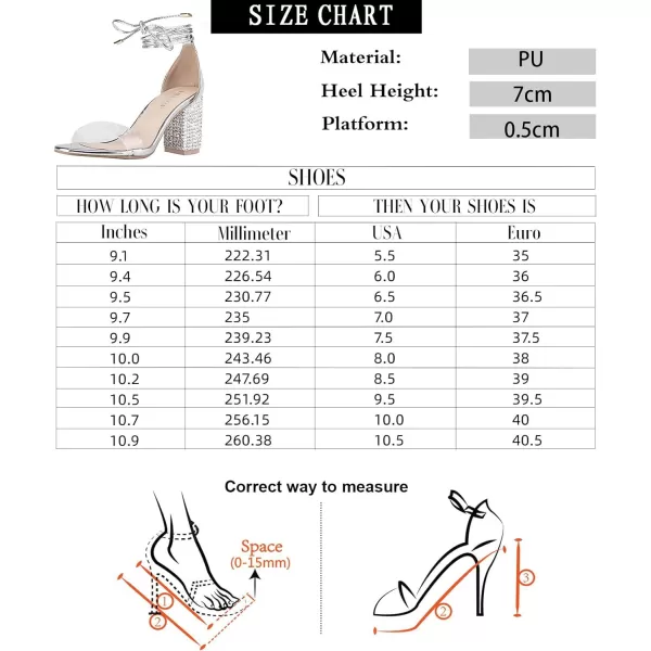 Women's Heels Chunky High Heels Sandals for Women Comfy Open Toe Strappy Rhinestone Heeled White Silver Gold Black Ankle Clear Dress Shoes