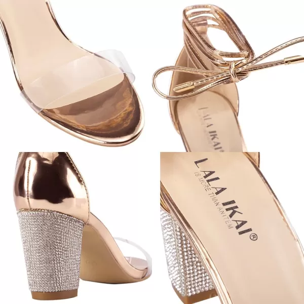 Women's Heels Chunky High Heels Sandals for Women Comfy Open Toe Strappy Rhinestone Heeled White Silver Gold Black Ankle Clear Dress Shoes