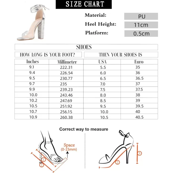 Women's High Heels Chunky Heels Sandals for Women Comfy Open Toe Strappy Rhinestone Heeled Sandals White Silver Gold Black Ankle Clear Heels for Party Wedding