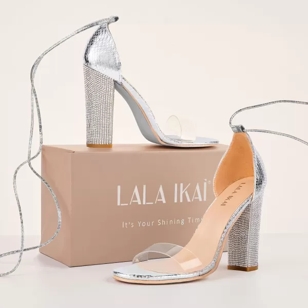 Women's High Heels Chunky Heels Sandals for Women Comfy Open Toe Strappy Rhinestone Heeled Sandals White Silver Gold Black Ankle Clear Heels for Party Wedding