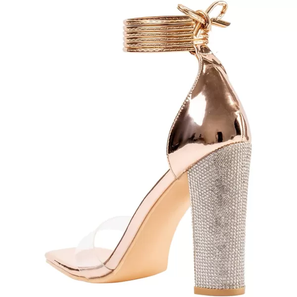 Women's High Heels Chunky Heels Sandals for Women Comfy Open Toe Strappy Rhinestone Heeled Sandals White Silver Gold Black Ankle Clear Heels for Party Wedding)