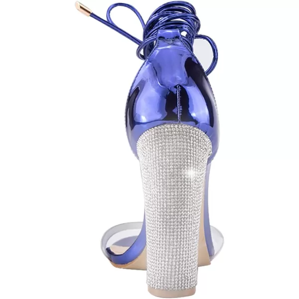 Women's High Heels Chunky Heels Sandals for Women Comfy Open Toe Strappy Rhinestone Heeled Sandals White Silver Gold Black Ankle Clear Heels for Party Wedding