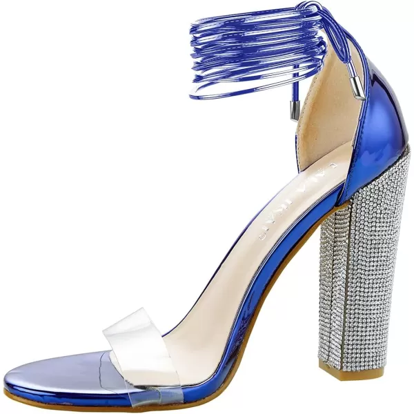 Women's High Heels Chunky Heels Sandals for Women Comfy Open Toe Strappy Rhinestone Heeled Sandals White Silver Gold Black Ankle Clear Heels for Party Wedding