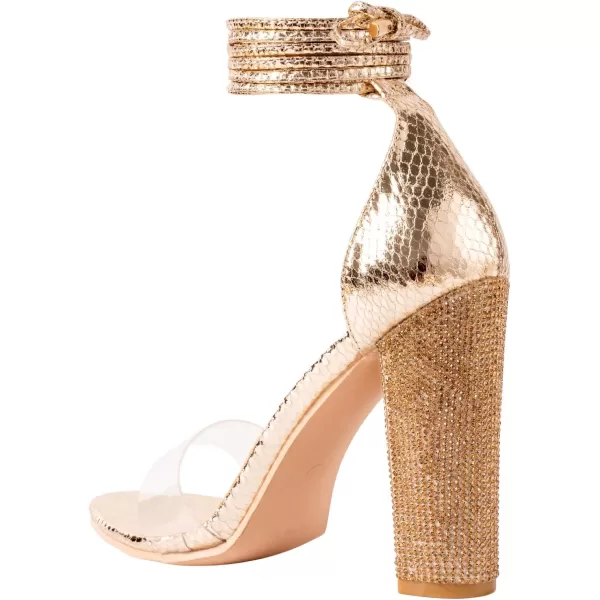 Women's High Heels Chunky Heels Sandals for Women Comfy Open Toe Strappy Rhinestone Heeled Sandals White Silver Gold Black Ankle Clear Heels for Party Wedding