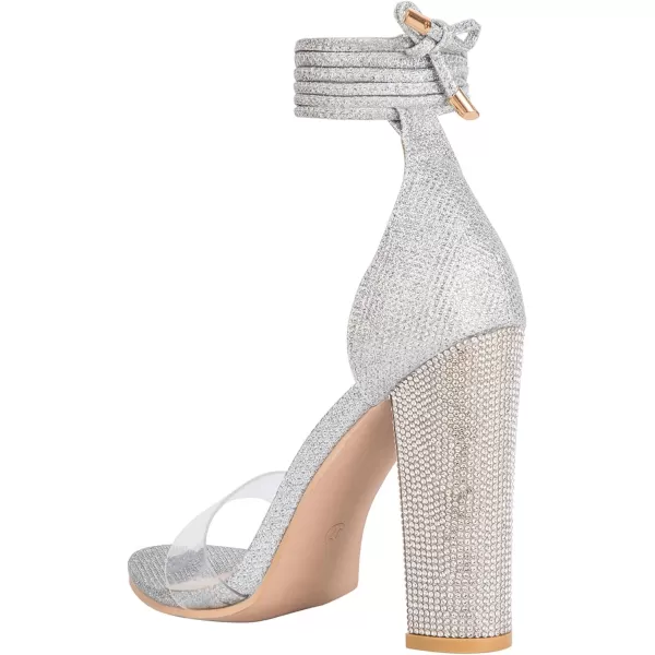 Women's High Heels Chunky Heels Sandals for Women Comfy Open Toe Strappy Rhinestone Heeled Sandals White Silver Gold Black Ankle Clear Heels for Party Wedding