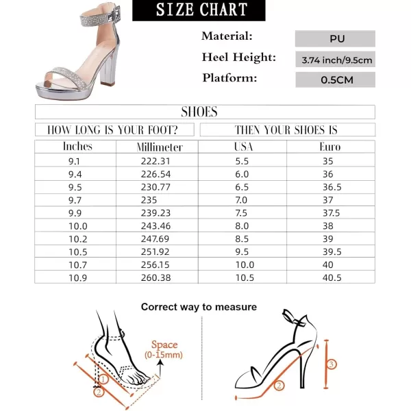 Women's High Heels Chunky Heels Sandals for Women Comfy Open Toe Strappy Rhinestone Heeled Sandals White Silver Gold Black Ankle Clear Heels for Party Wedding