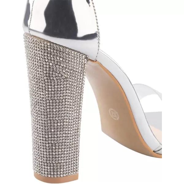Women's High Heels Chunky Heels Sandals for Women Comfy Open Toe Strappy Rhinestone Heeled Sandals White Silver Gold Black Ankle Clear Heels for Party Wedding