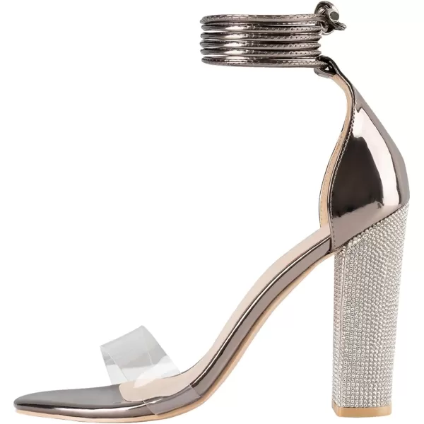 Women's High Heels Chunky Heels Sandals for Women Comfy Open Toe Strappy Rhinestone Heeled Sandals White Silver Gold Black Ankle Clear Heels for Party Wedding