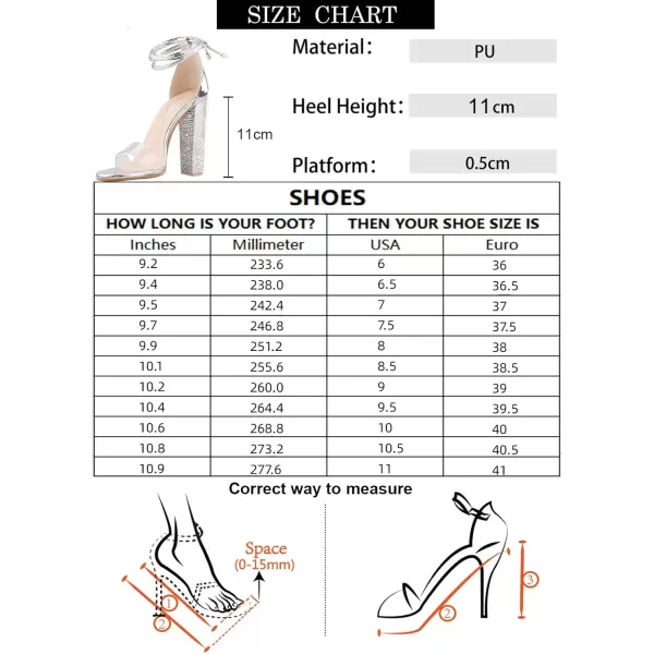 Women's High Heels Chunky Heels Sandals for Women Comfy Open Toe Strappy Rhinestone Heeled Sandals White Silver Gold Black Ankle Clear Heels for Party Wedding