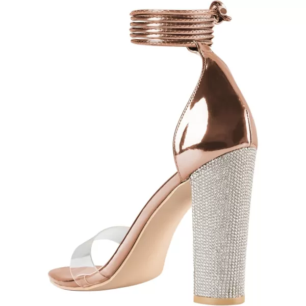 Women's High Heels Chunky Heels Sandals for Women Comfy Open Toe Strappy Rhinestone Heeled Sandals White Silver Gold Black Ankle Clear Heels for Party Wedding