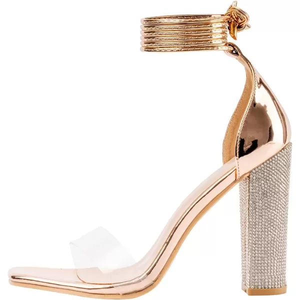 Women's High Heels Chunky Heels Sandals for Women Comfy Open Toe Strappy Rhinestone Heeled Sandals White Silver Gold Black Ankle Clear Heels for Party Wedding)