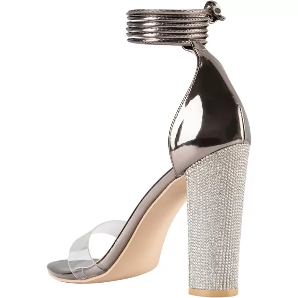 Women's High Heels Chunky Heels Sandals for Women Comfy Open Toe Strappy Rhinestone Heeled Sandals White Silver Gold Black Ankle Clear Heels for Party Wedding
