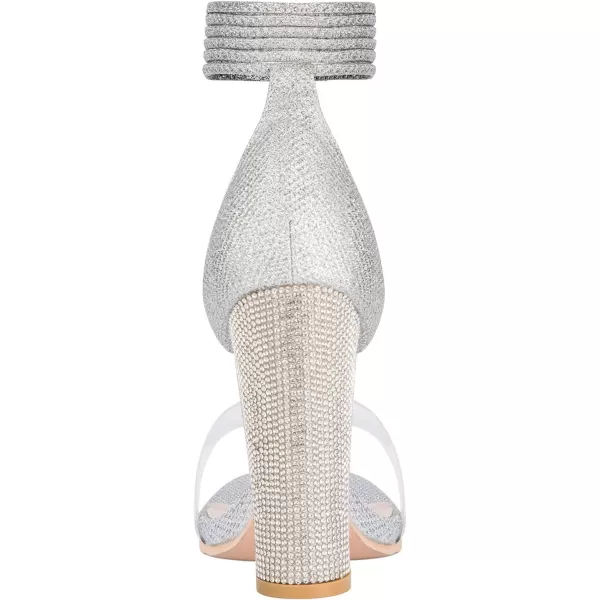 Women's High Heels Chunky Heels Sandals for Women Comfy Open Toe Strappy Rhinestone Heeled Sandals White Silver Gold Black Ankle Clear Heels for Party Wedding