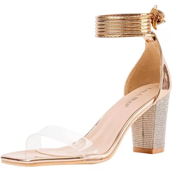 Women's Heels Chunky High Heels Sandals for Women Comfy Open Toe Strappy Rhinestone Heeled White Silver Gold Black Ankle Clear Dress Shoes)