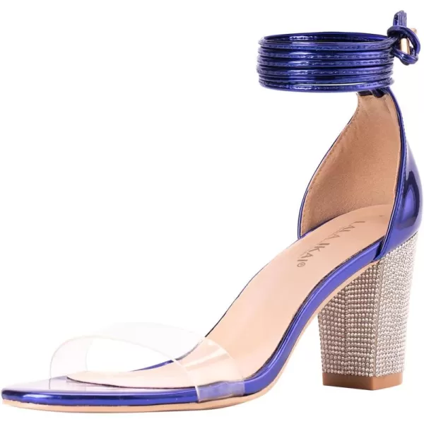 Women's Heels Chunky High Heels Sandals for Women Comfy Open Toe Strappy Rhinestone Heeled White Silver Gold Black Ankle Clear Dress Shoes