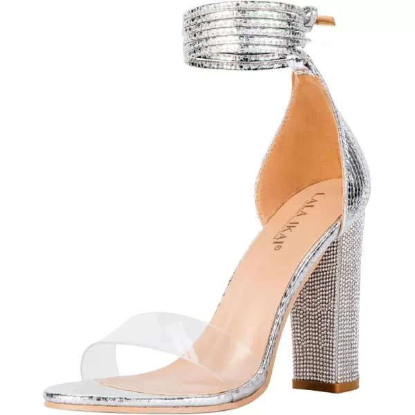 Women's High Heels Chunky Heels Sandals for Women Comfy Open Toe Strappy Rhinestone Heeled Sandals White Silver Gold Black Ankle Clear Heels for Party Wedding