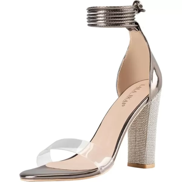 Women's High Heels Chunky Heels Sandals for Women Comfy Open Toe Strappy Rhinestone Heeled Sandals White Silver Gold Black Ankle Clear Heels for Party Wedding